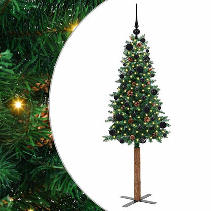 vidaXL Slim Christmas Tree Green 150 cm PVC and Solid Pine wood - 35874