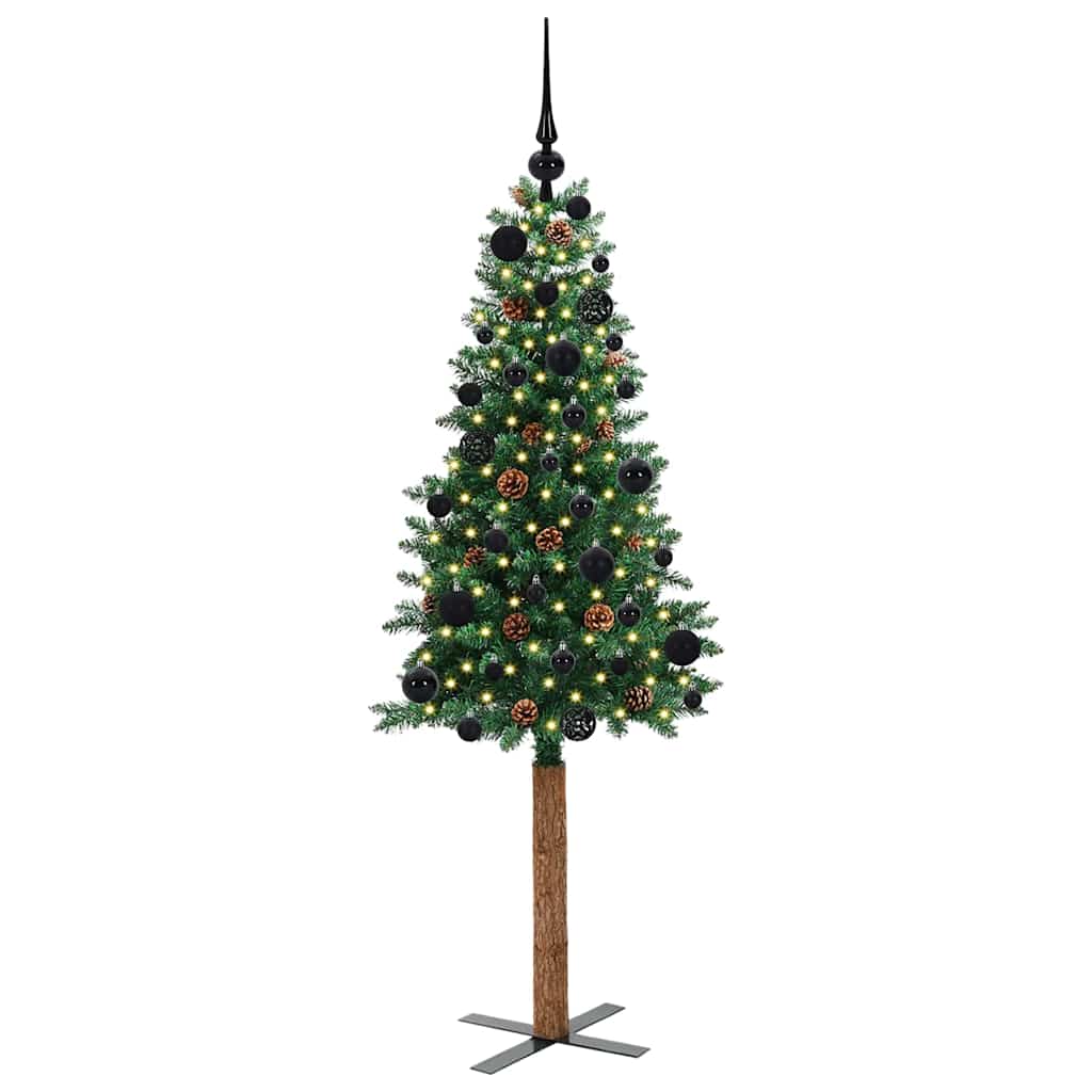 vidaXL Slim Christmas Tree Green 150 cm PVC and Solid Pine wood - 35874