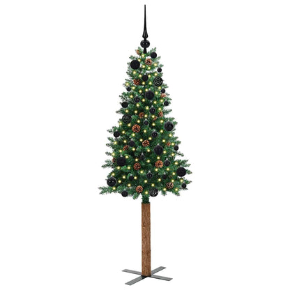 vidaXL Slim Christmas Tree Green 150 cm PVC and Solid Pine wood - 35874