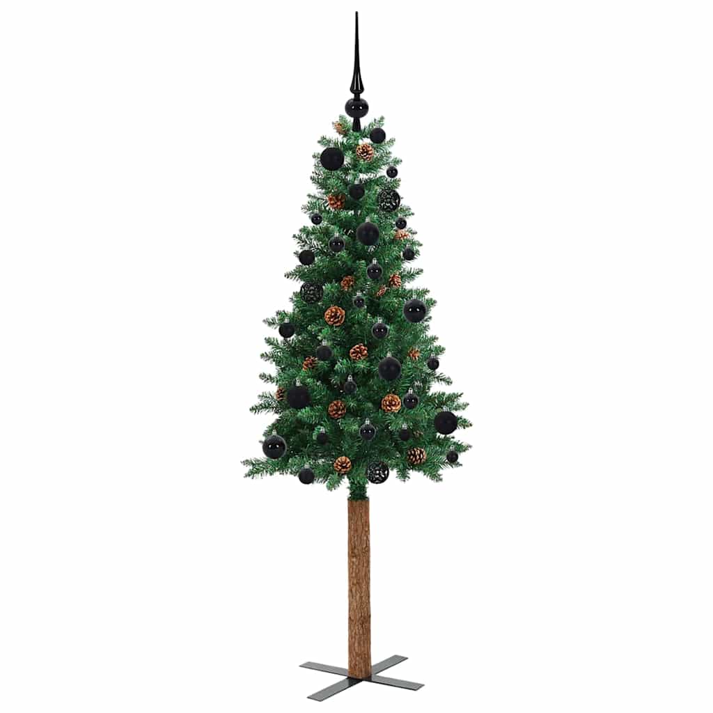 vidaXL Slim Christmas Tree Green 150 cm PVC and Solid Pine wood - 35874