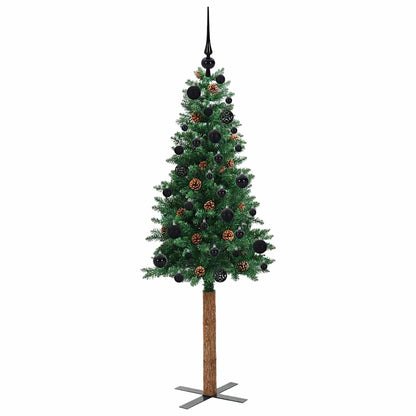 vidaXL Slim Christmas Tree Green 150 cm PVC and Solid Pine wood - 35874