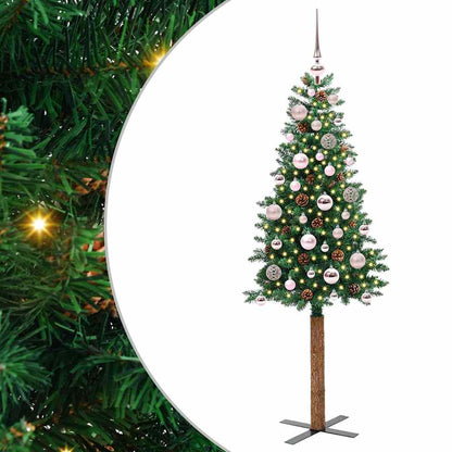 vidaXL Slim Christmas Tree Green 150 cm PVC and Solid Pine wood - 35879