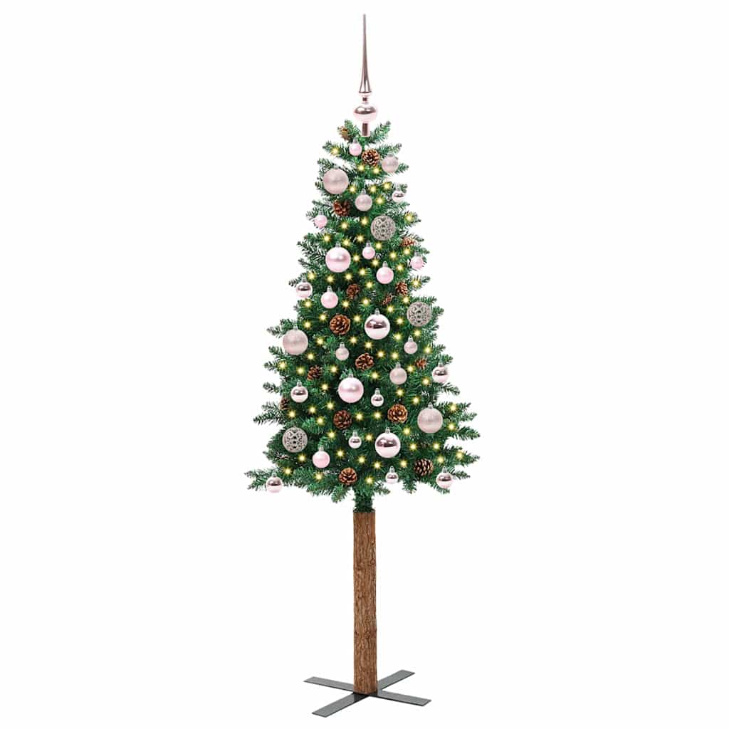 vidaXL Slim Christmas Tree Green 150 cm PVC and Solid Pine wood - 35879