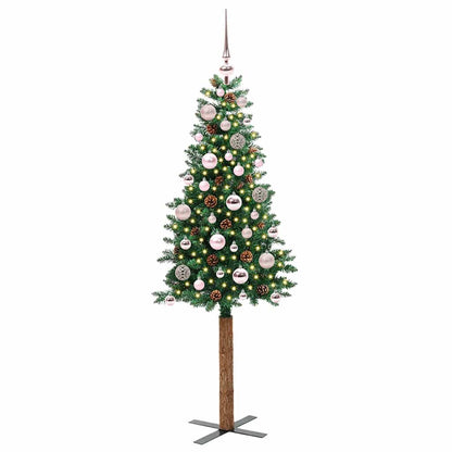 vidaXL Slim Christmas Tree Green 150 cm PVC and Solid Pine wood - 35879