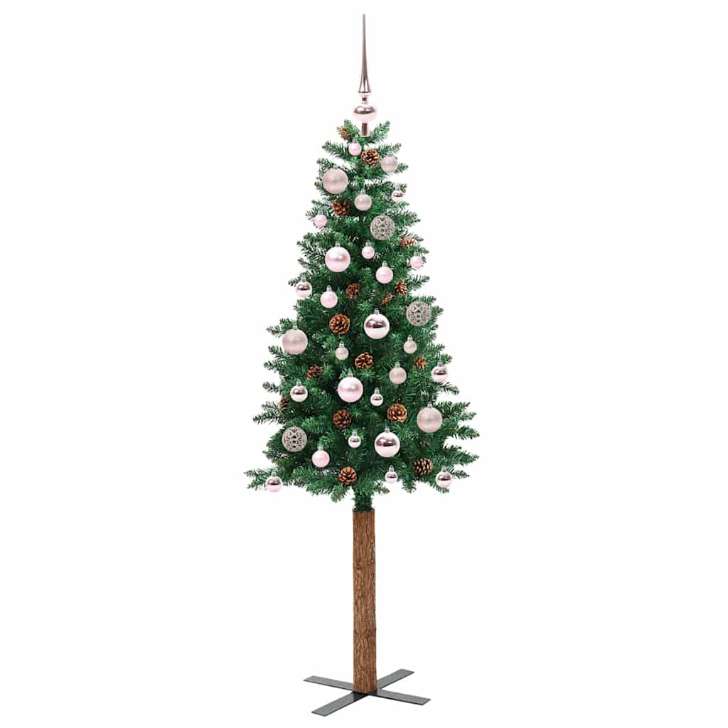 vidaXL Slim Christmas Tree Green 150 cm PVC and Solid Pine wood - 35879