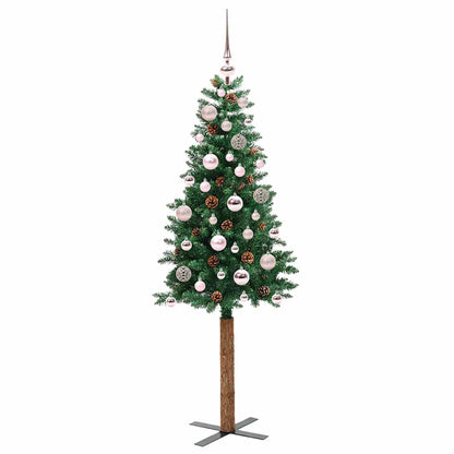 vidaXL Slim Christmas Tree Green 150 cm PVC and Solid Pine wood - 35879