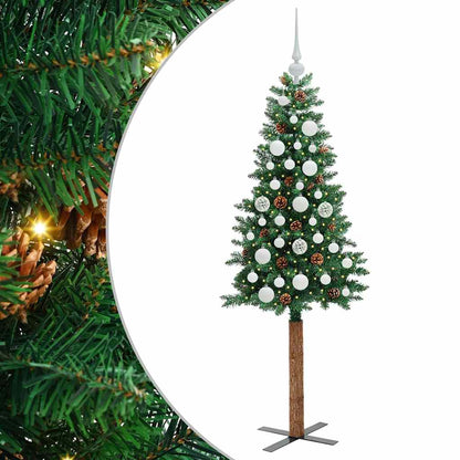 vidaXL Slim Christmas Tree Green 150 cm PVC and Solid Pine wood - 35880