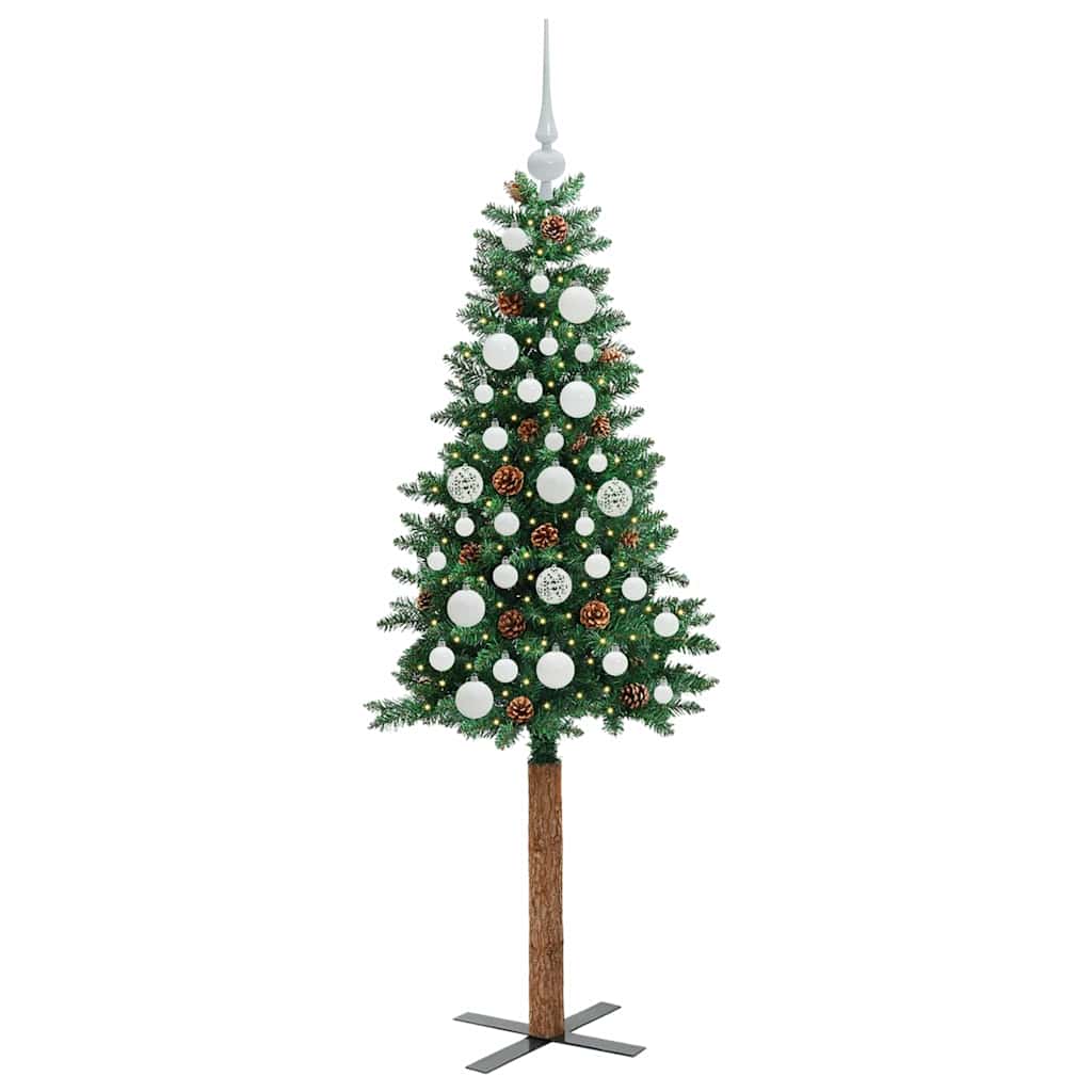 vidaXL Slim Christmas Tree Green 150 cm PVC and Solid Pine wood - 35880