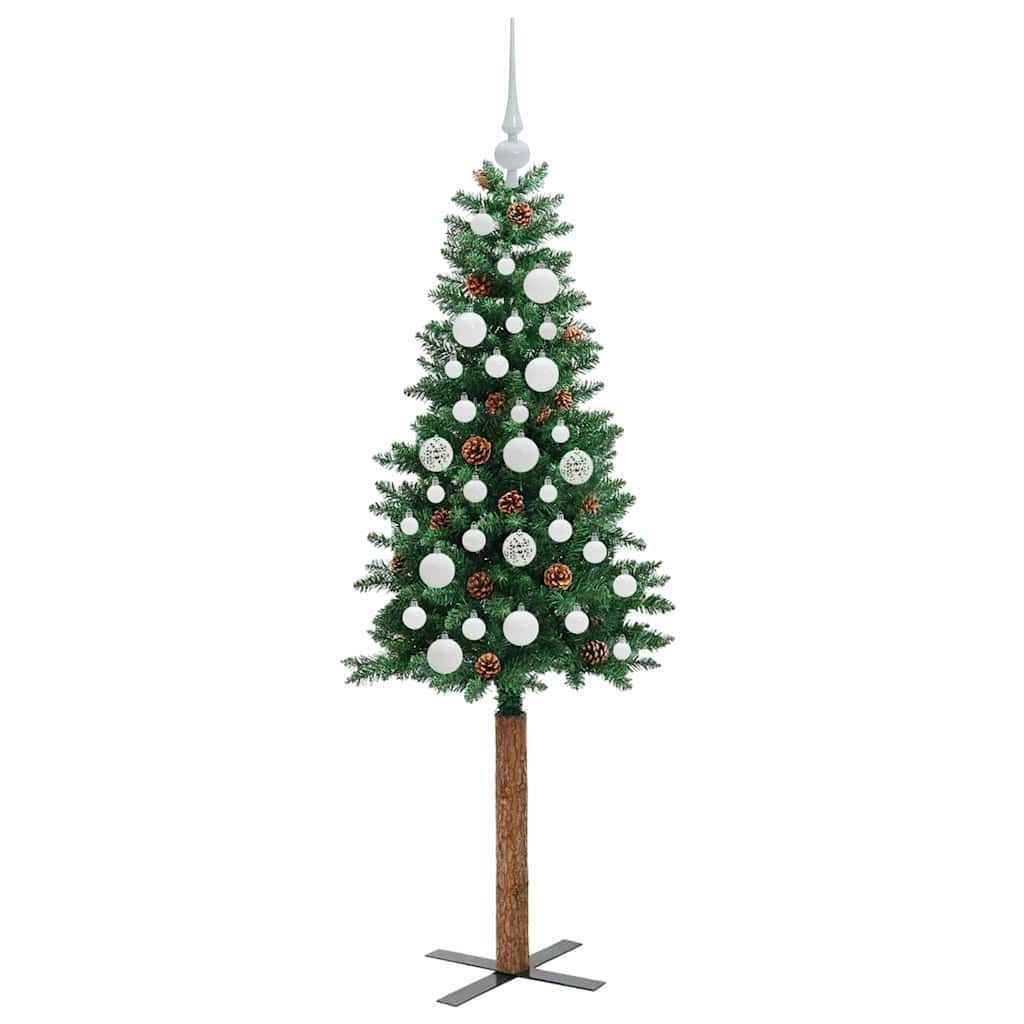 vidaXL Slim Christmas Tree Green 150 cm PVC and Solid Pine wood - 35880