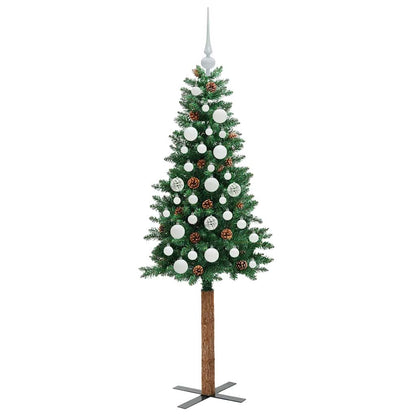 vidaXL Slim Christmas Tree Green 150 cm PVC and Solid Pine wood - 35880