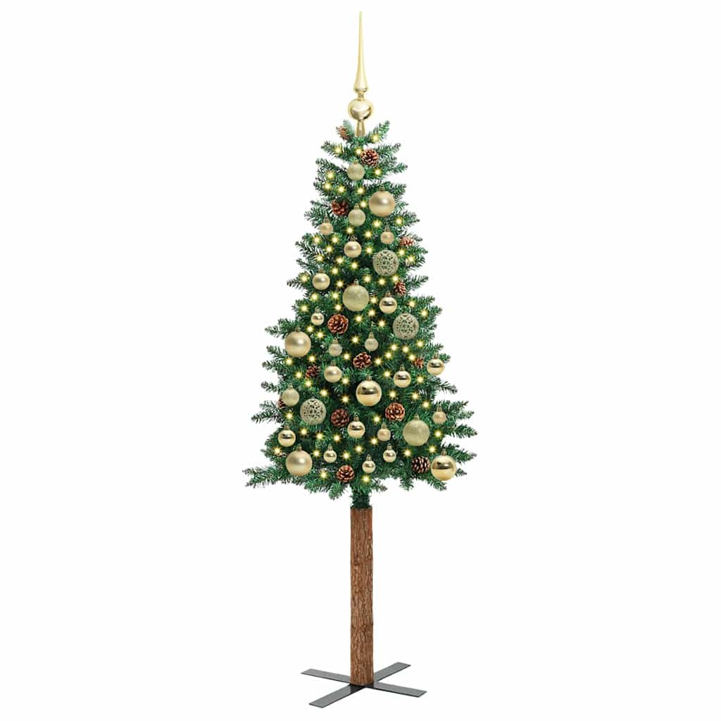 vidaXL Slim Christmas Tree Green 150 cm PVC and Solid Pine wood - 35893