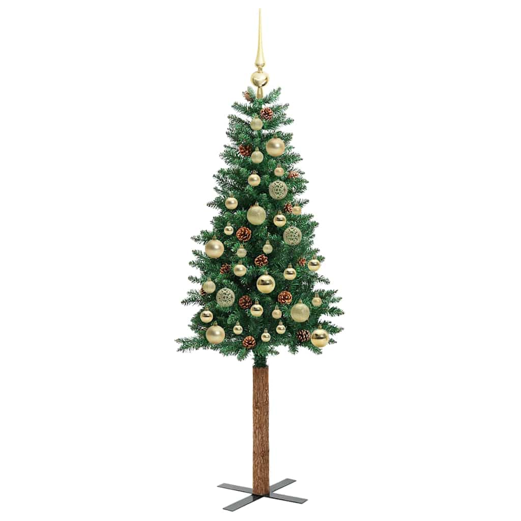 vidaXL Slim Christmas Tree Green 150 cm PVC and Solid Pine wood - 35893