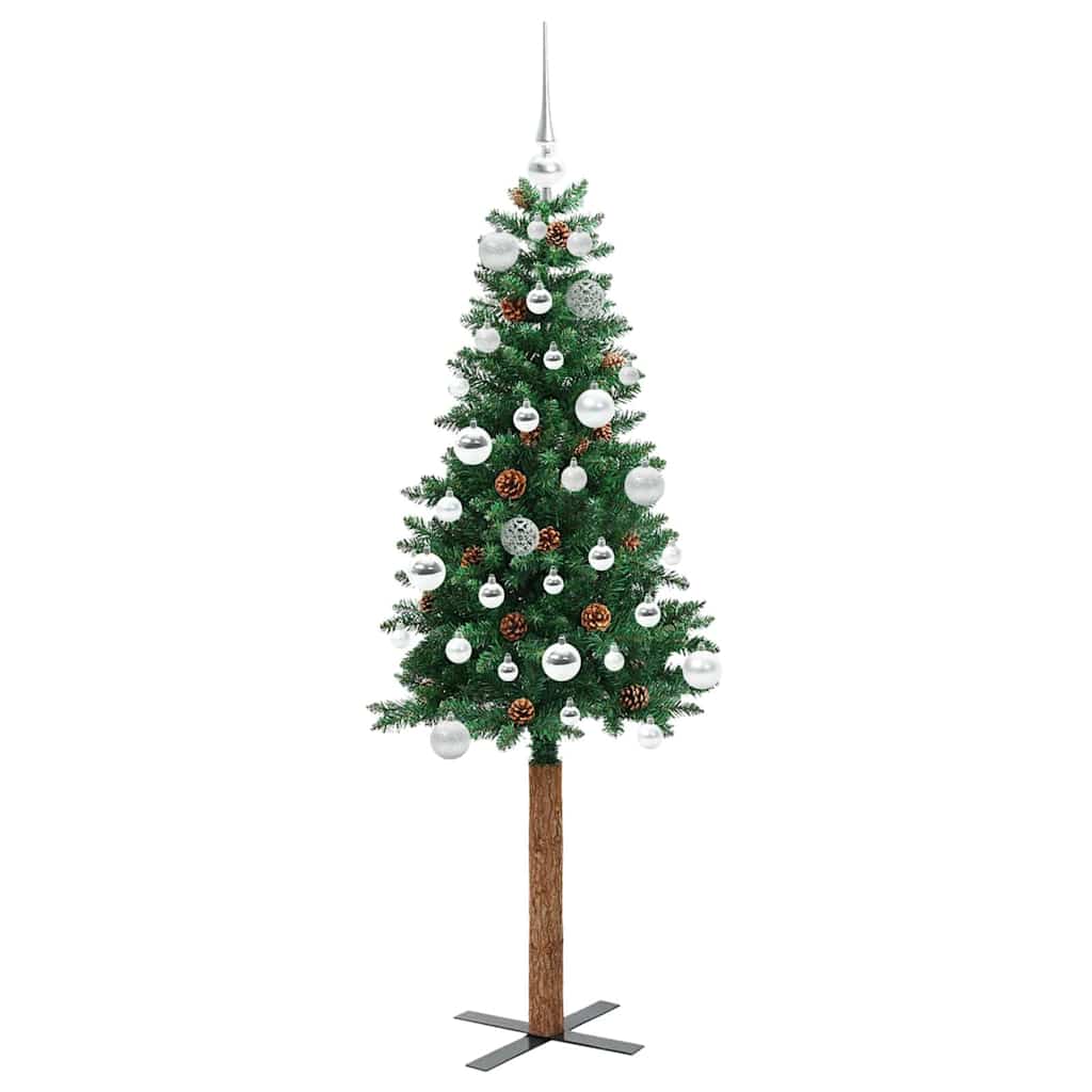 vidaXL Slim Christmas Tree Green 150 cm PVC and Solid Pine wood - 35897