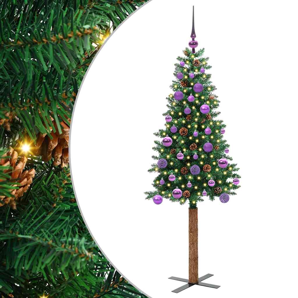 vidaXL Slim Christmas Tree Green 150 cm PVC and Solid Pine wood - 35901