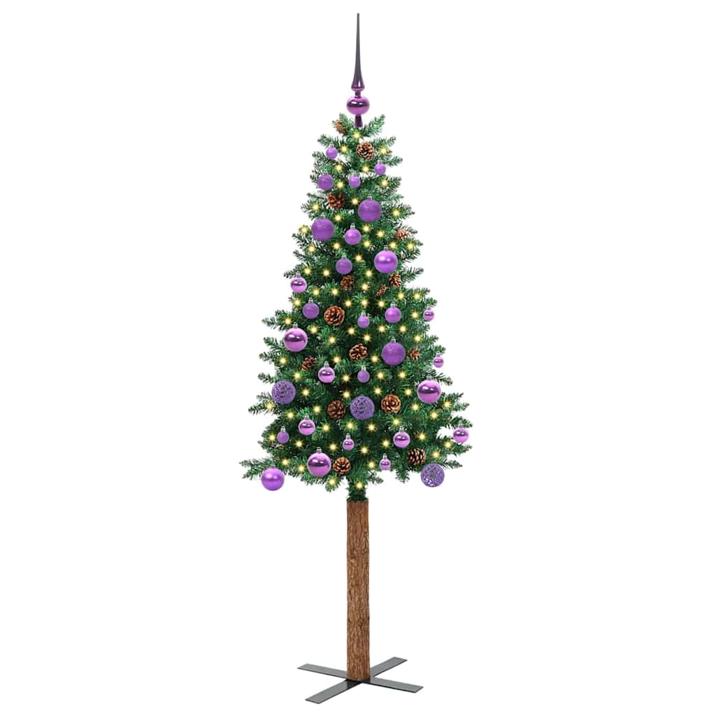vidaXL Slim Christmas Tree Green 150 cm PVC and Solid Pine wood - 35901