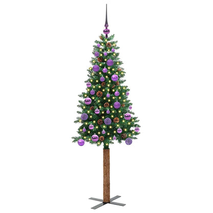 vidaXL Slim Christmas Tree Green 150 cm PVC and Solid Pine wood - 35901