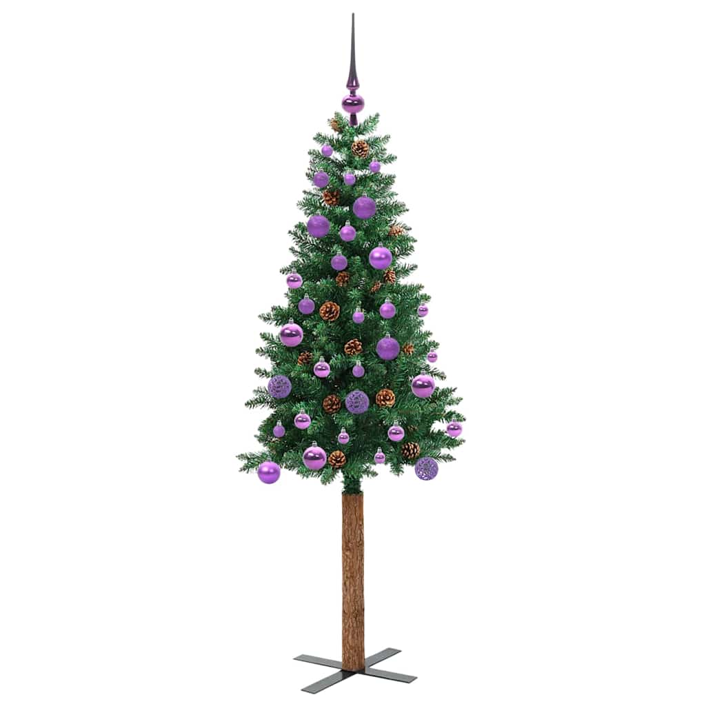vidaXL Slim Christmas Tree Green 150 cm PVC and Solid Pine wood - 35901