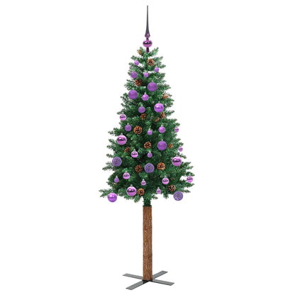 vidaXL Slim Christmas Tree Green 150 cm PVC and Solid Pine wood - 35901