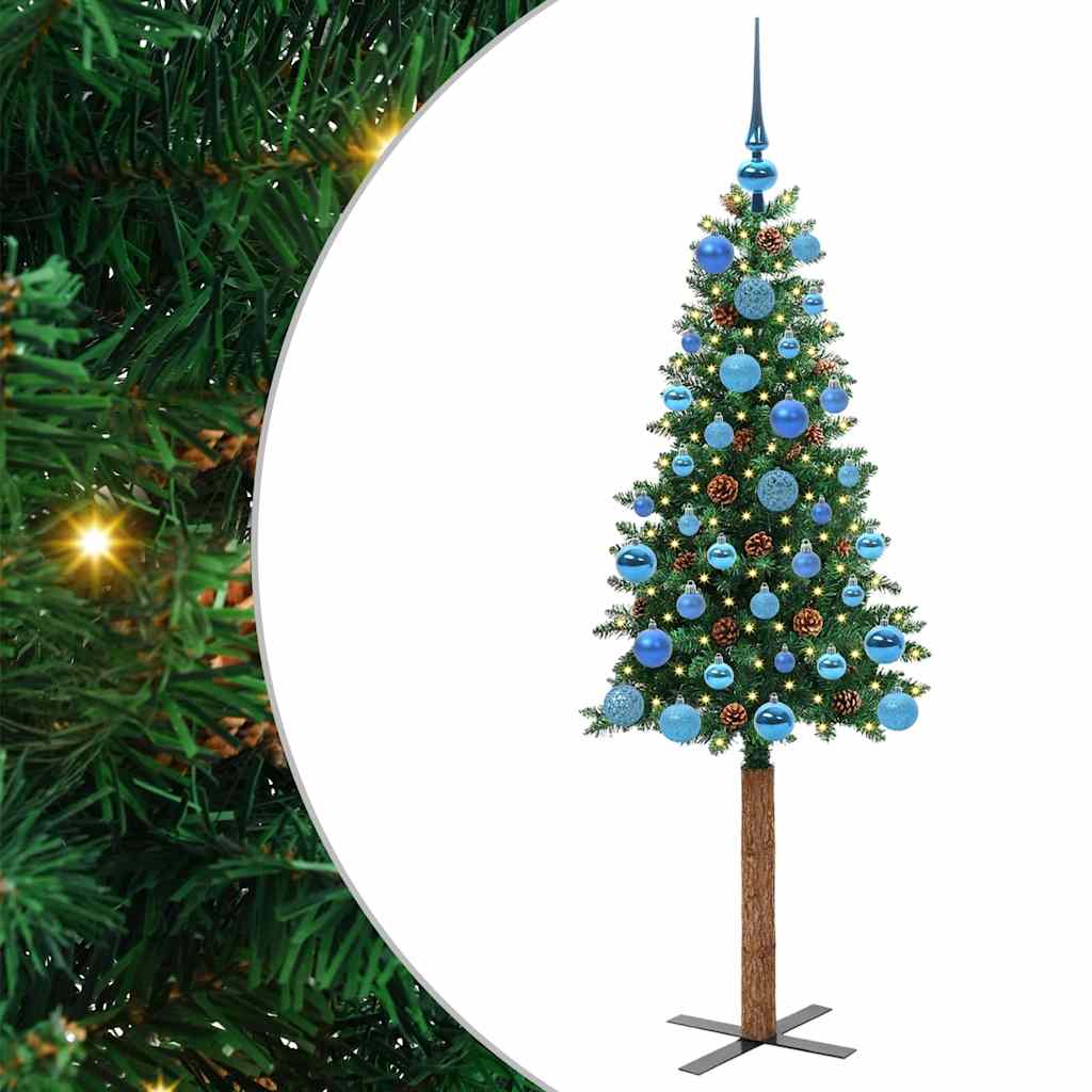 vidaXL Slim Christmas Tree Green 150 cm PVC and Solid Pine wood - 35902