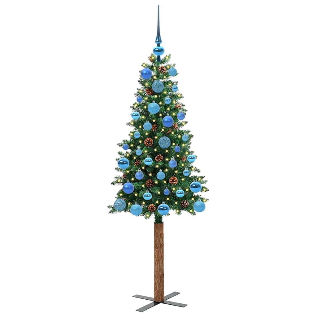 vidaXL Slim Christmas Tree Green 150 cm PVC and Solid Pine wood - 35902