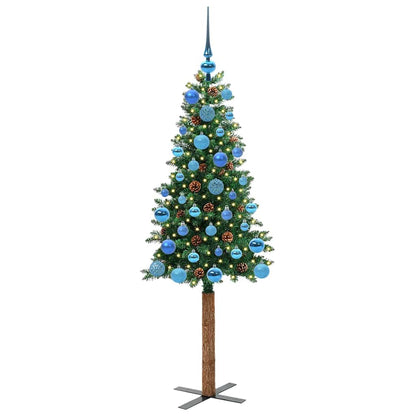 vidaXL Slim Christmas Tree Green 150 cm PVC and Solid Pine wood - 35902