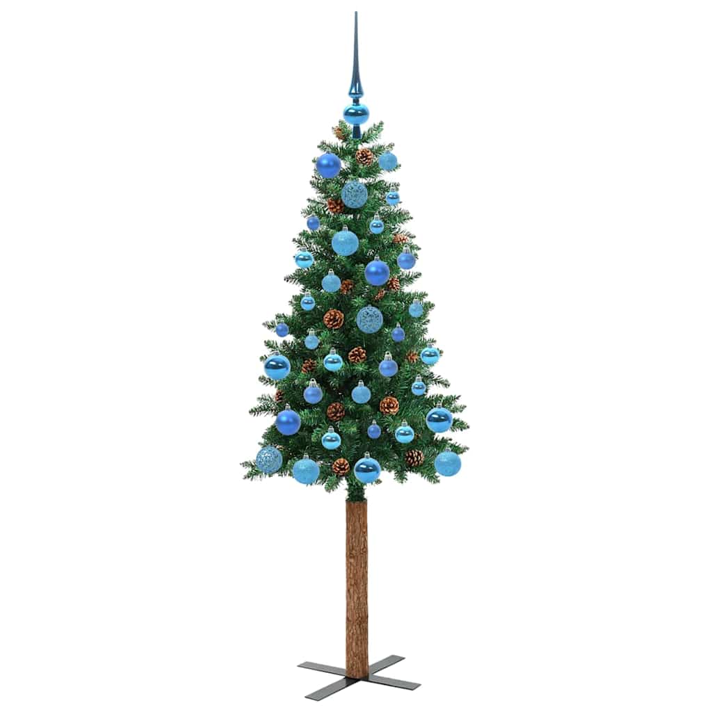 vidaXL Slim Christmas Tree Green 150 cm PVC and Solid Pine wood - 35902