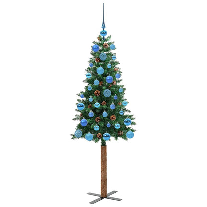 vidaXL Slim Christmas Tree Green 150 cm PVC and Solid Pine wood - 35902