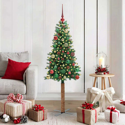 vidaXL Slim Christmas Tree Green 150 cm PVC and Solid Pine wood - 35903