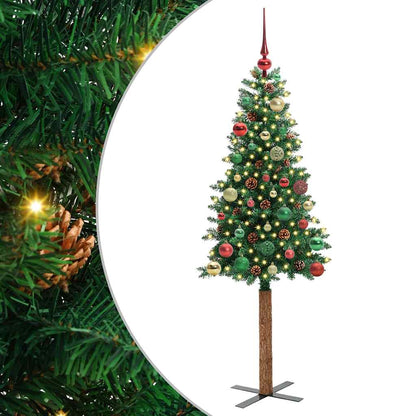 vidaXL Slim Christmas Tree Green 150 cm PVC and Solid Pine wood - 35903