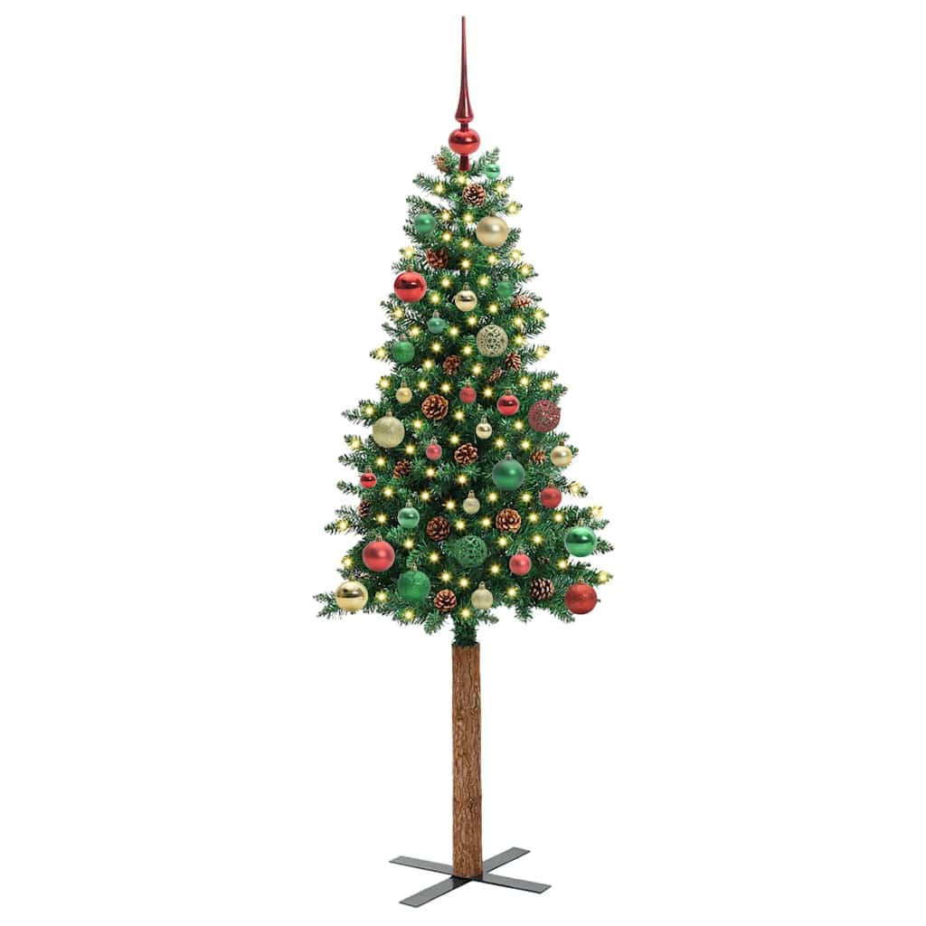 vidaXL Slim Christmas Tree Green 150 cm PVC and Solid Pine wood - 35903