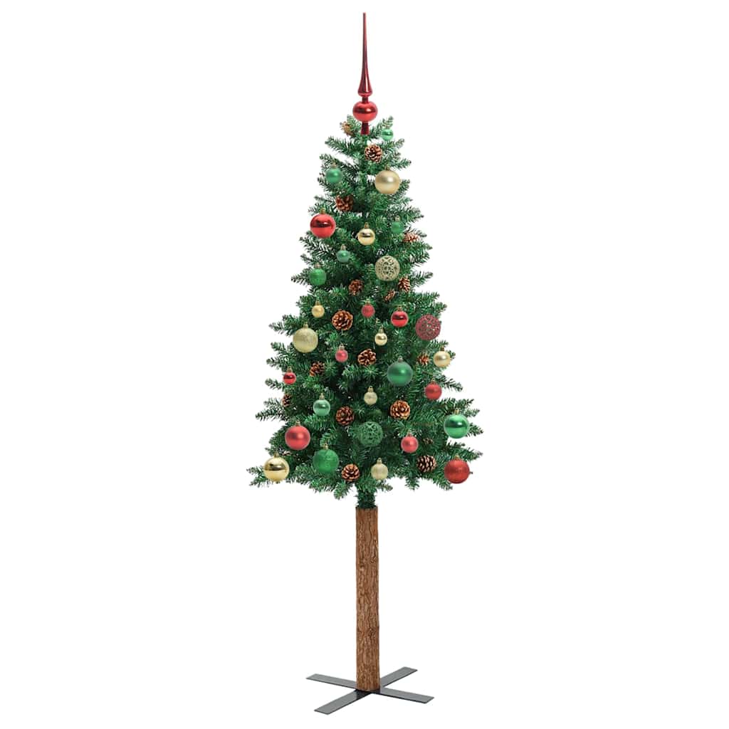 vidaXL Slim Christmas Tree Green 150 cm PVC and Solid Pine wood - 35903