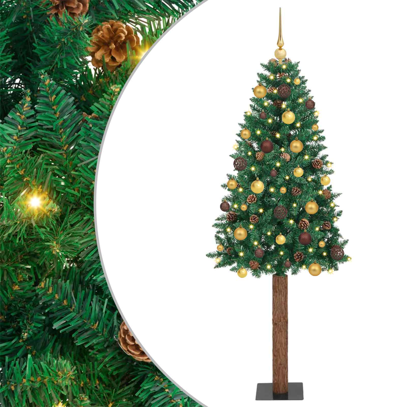 vidaXL Slim Christmas Tree Green 180 cm PVC and Solid Pine wood - 35925
