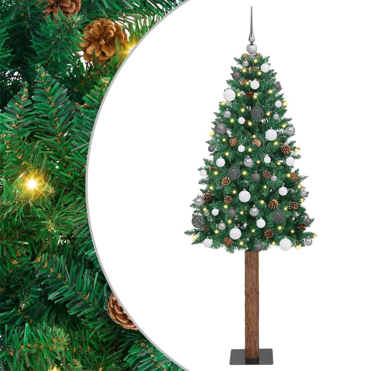 vidaXL Slim Christmas Tree Green 180 cm PVC and Solid Pine wood - 35926