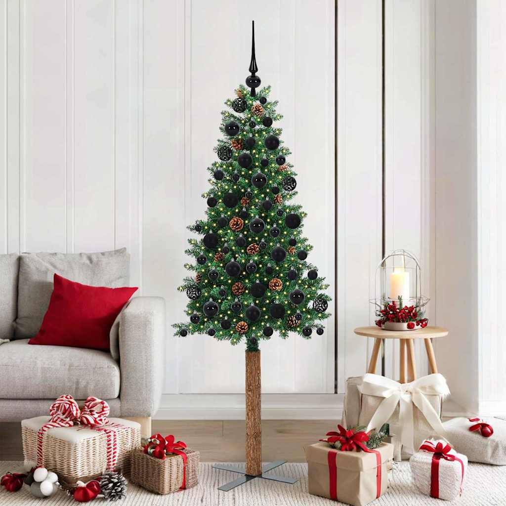vidaXL Slim Christmas Tree Green 180 cm PVC and Solid Pine wood - 35939