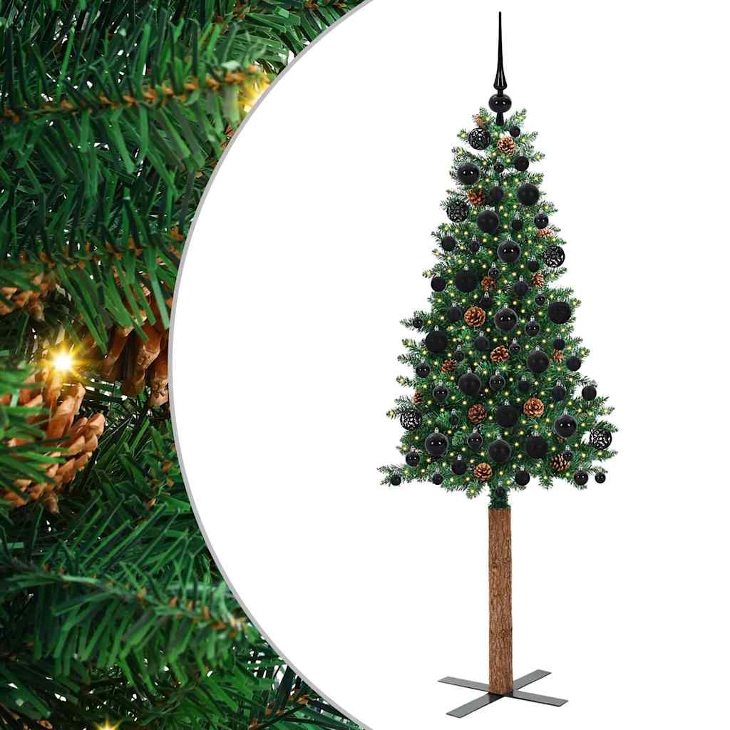 vidaXL Slim Christmas Tree Green 180 cm PVC and Solid Pine wood - 35939