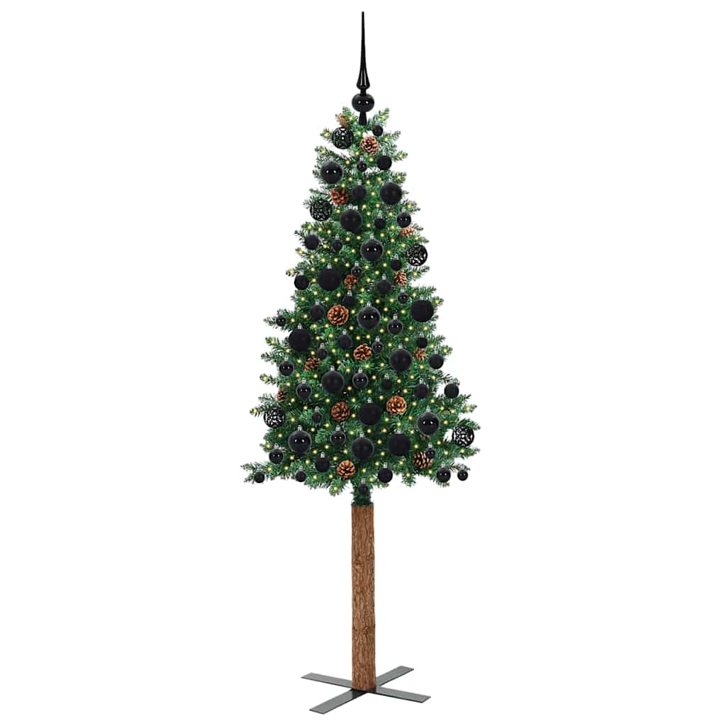 vidaXL Slim Christmas Tree Green 180 cm PVC and Solid Pine wood - 35939
