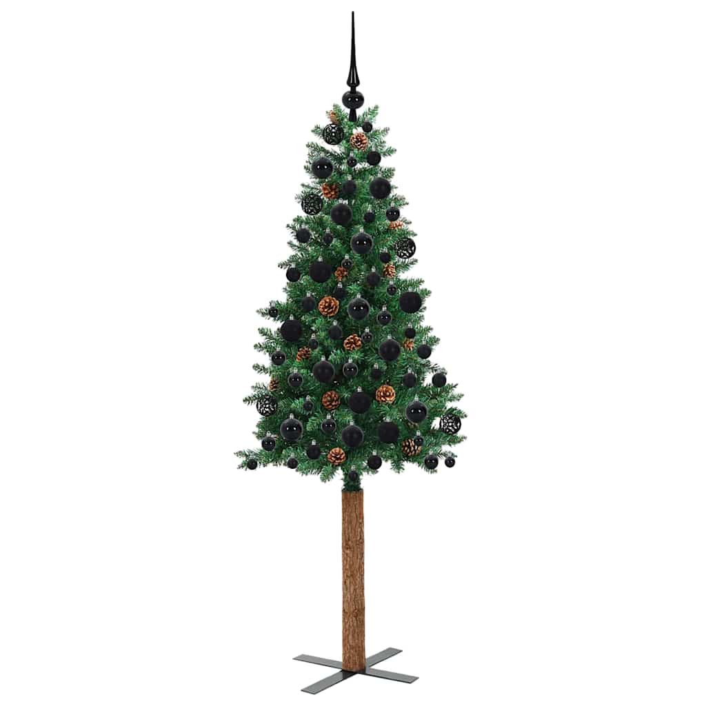vidaXL Slim Christmas Tree Green 180 cm PVC and Solid Pine wood - 35939