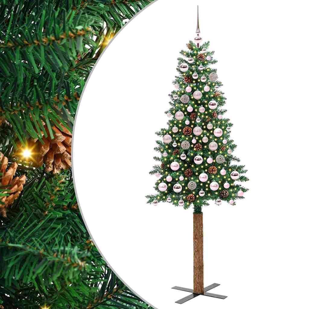 vidaXL Slim Christmas Tree Green 180 cm PVC and Solid Pine wood - 35942