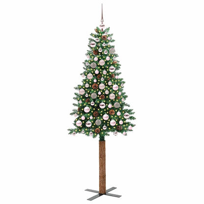 vidaXL Slim Christmas Tree Green 180 cm PVC and Solid Pine wood - 35942