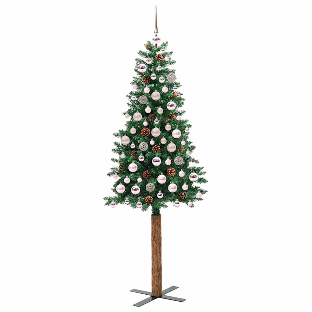 vidaXL Slim Christmas Tree Green 180 cm PVC and Solid Pine wood - 35942