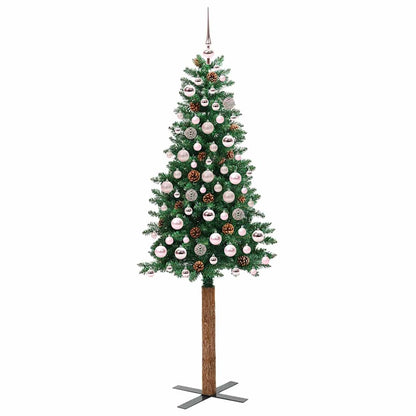 vidaXL Slim Christmas Tree Green 180 cm PVC and Solid Pine wood - 35942
