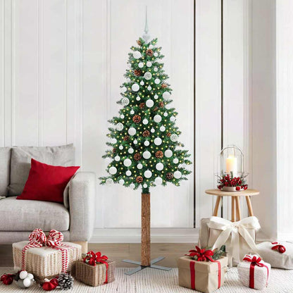 vidaXL Slim Christmas Tree Green 180 cm PVC and Solid Pine wood - 35949