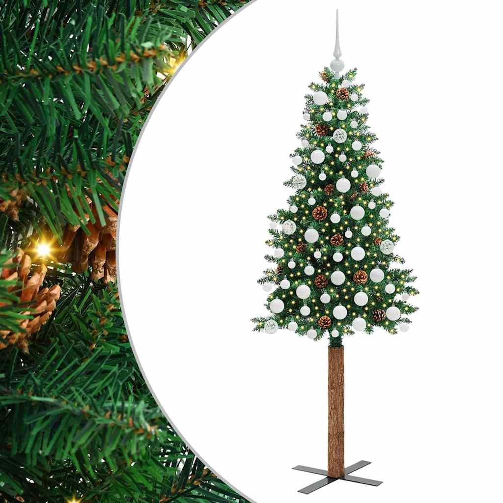 vidaXL Slim Christmas Tree Green 180 cm PVC and Solid Pine wood - 35949