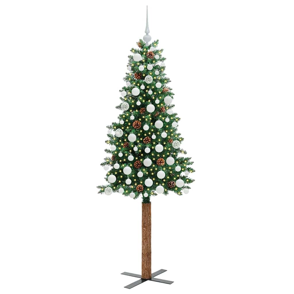vidaXL Slim Christmas Tree Green 180 cm PVC and Solid Pine wood - 35949