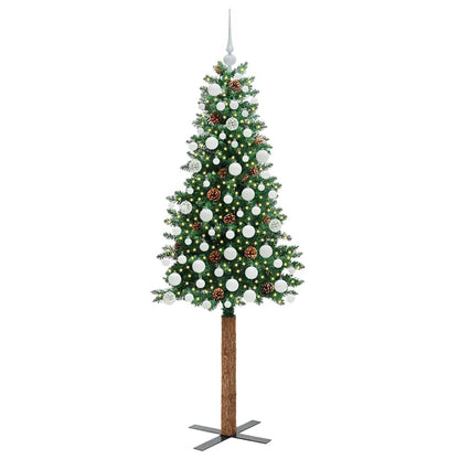vidaXL Slim Christmas Tree Green 180 cm PVC and Solid Pine wood - 35949