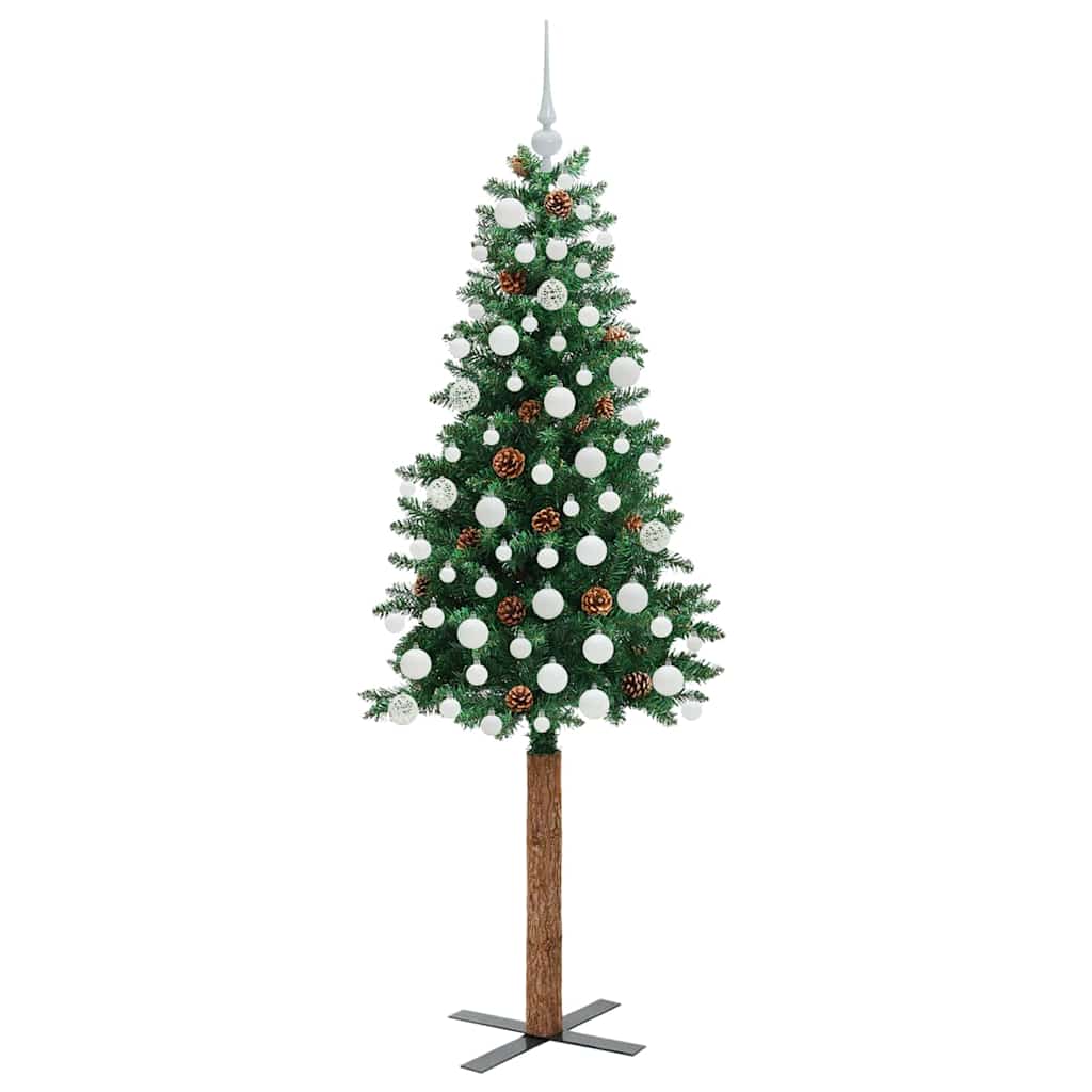 vidaXL Slim Christmas Tree Green 180 cm PVC and Solid Pine wood - 35949