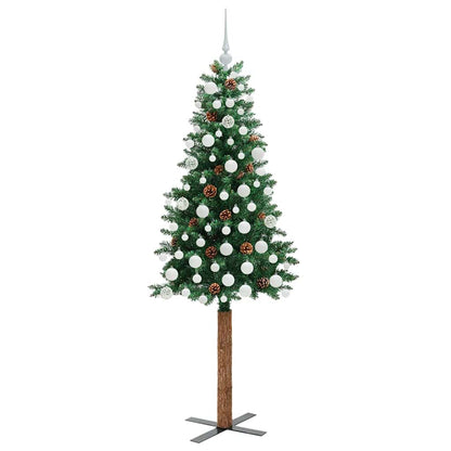 vidaXL Slim Christmas Tree Green 180 cm PVC and Solid Pine wood - 35949