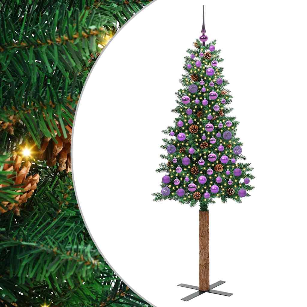 vidaXL Slim Christmas Tree Green 180 cm PVC and Solid Pine wood - 35958