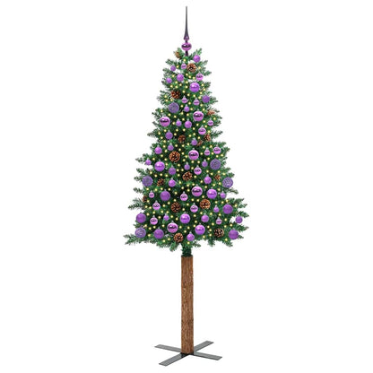 vidaXL Slim Christmas Tree Green 180 cm PVC and Solid Pine wood - 35958