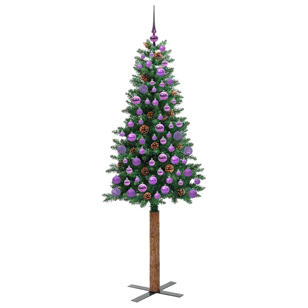 vidaXL Slim Christmas Tree Green 180 cm PVC and Solid Pine wood - 35958